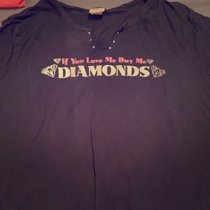 Plus size Lane Bryant 3x black graphic T w/ jewels